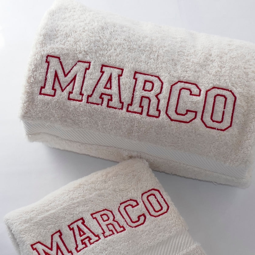 ....Shower and Hand Towel Set | Organic Terry Cotton..Serviette de douche et toilette éponge personnalisés....