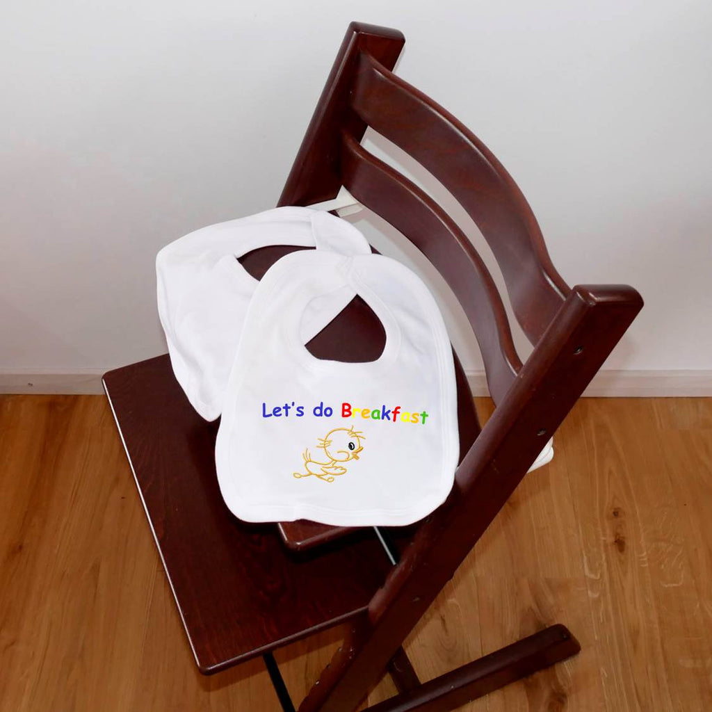 ....Pack of 2 Personalised Baby Bib Set - White..Set de 2 bavoirs à velcro personnalisés pour bébé - Blancs....