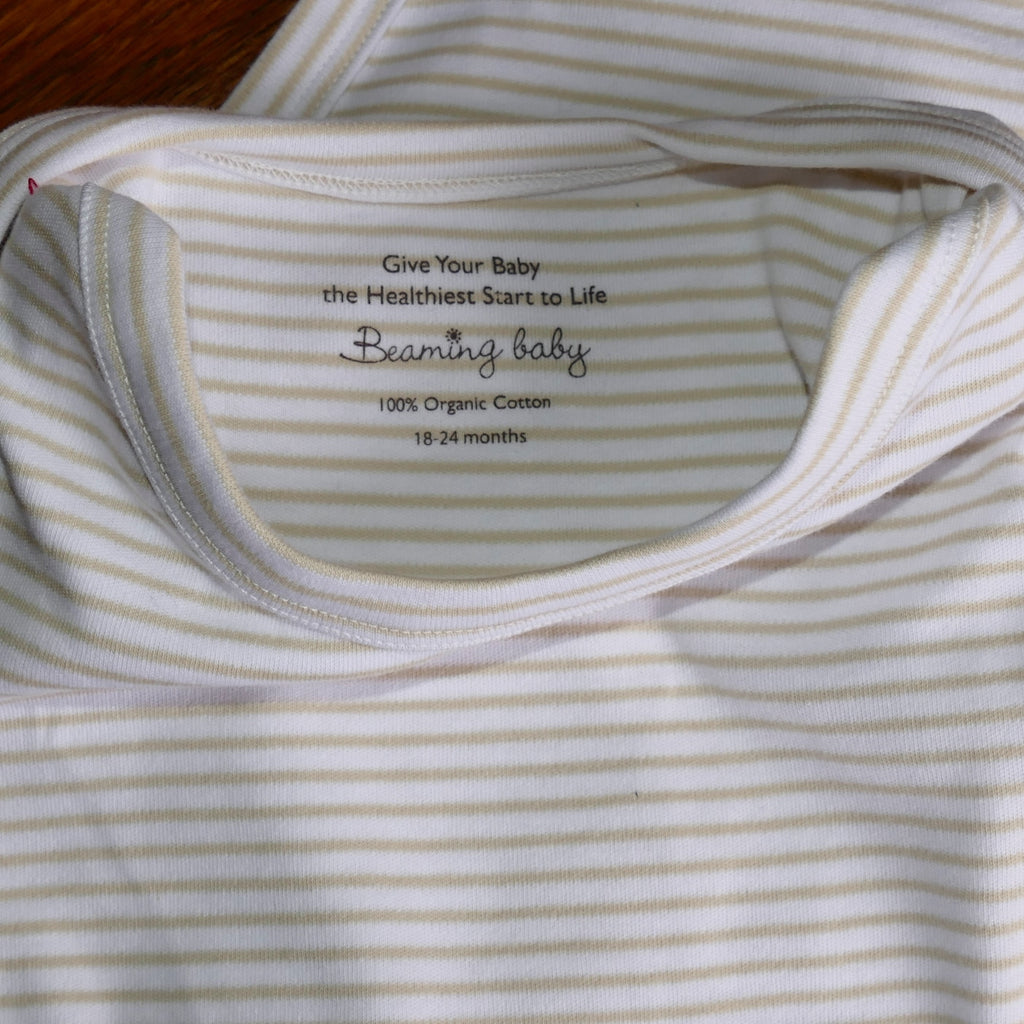 ....2 Pack Short-Sleeved Striped Organic Cotton Bodysuits..2 Packs de bodies en coton bio rayé à manches courtes....