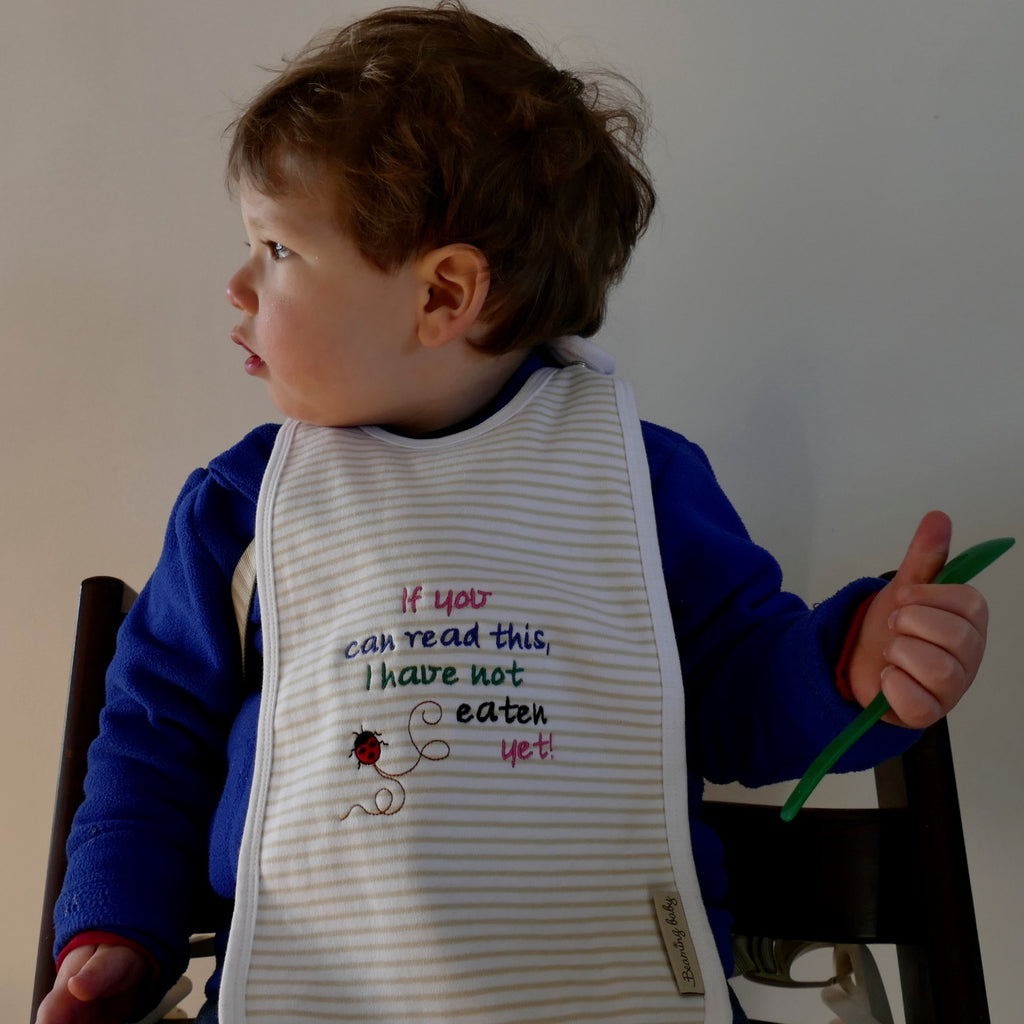 ....Pack of 2 Extra Long Organic Cotton Bibs..Set de 2 bavoirs extra longs en coton bio....