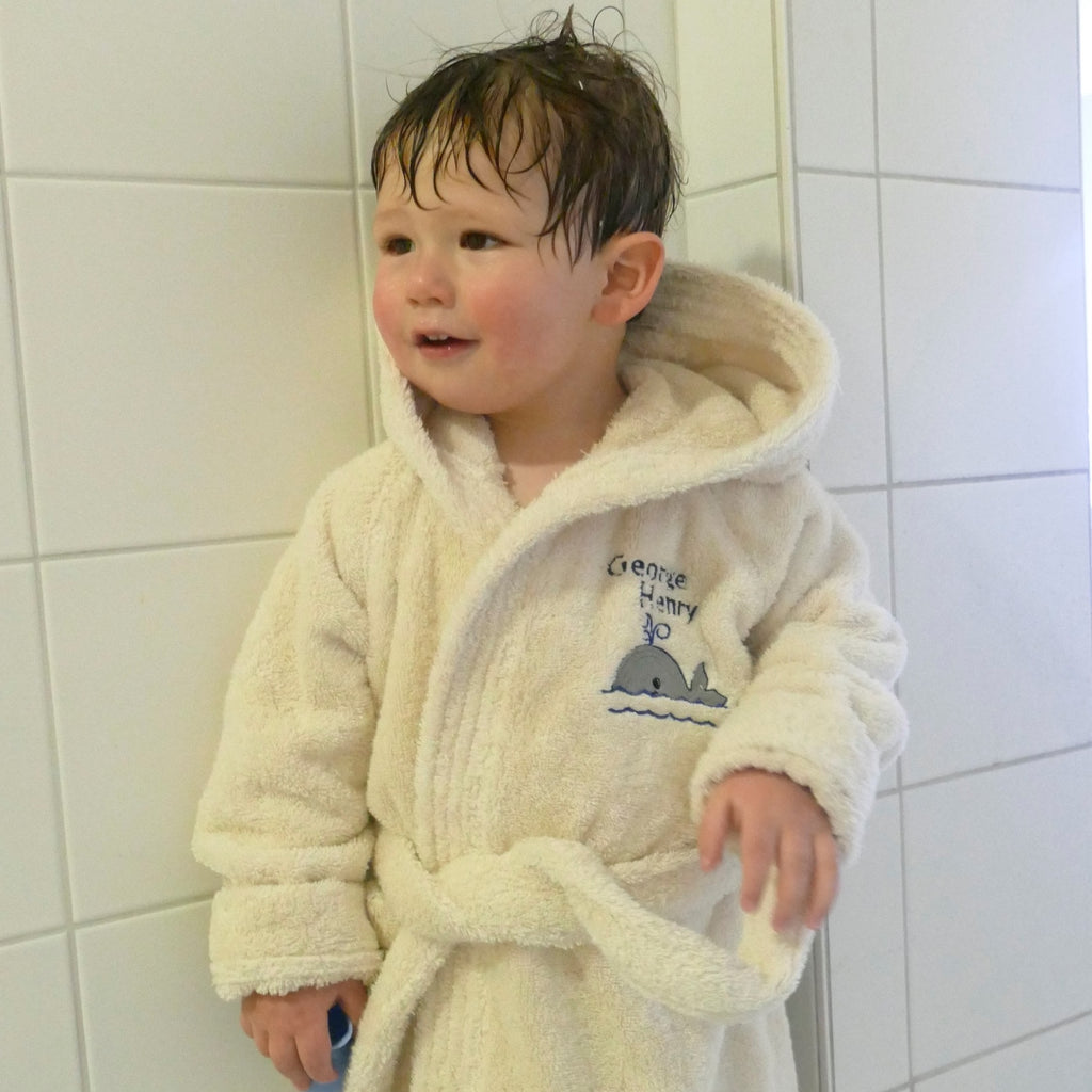 ....Personalised Hooded Toweling Bathrobe..Peignoir de bain avec capuchon personnalisé....