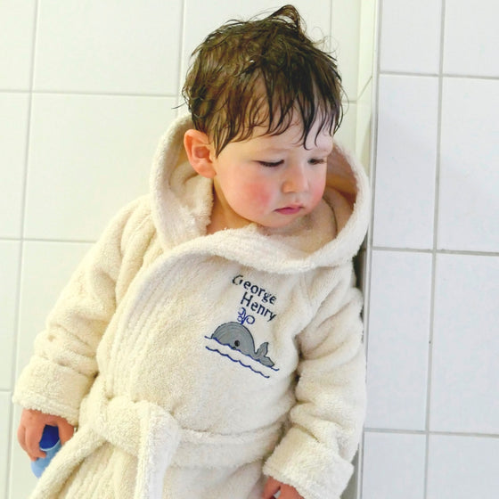 ....Personalised Hooded Toweling Bathrobe..Peignoir de bain avec capuchon personnalisé....