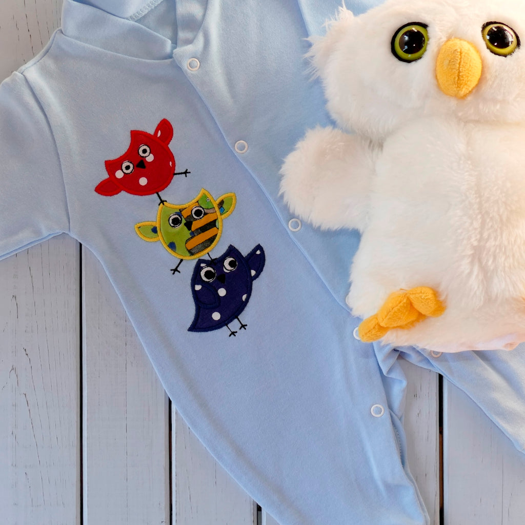 Organic Sleepsuit | Owl applique design