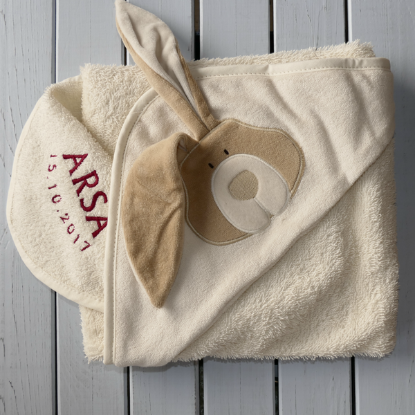 ....Sweet Baby's Bath Towel with Hood - Bunny..Douce cape de bain pour bébé avec capuche - Lapin....