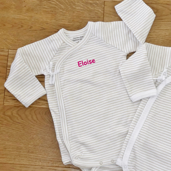 ....2 Pack Long-Sleeved Wrap-Style Bodysuits | 0-6mths..2 Pack de bodies enveloppants à manches longues | 0-6mois....