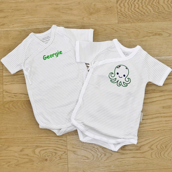 ....2 Pack Short-Sleeved Wrap-Style Bodysuits | 6-12mths..2 Pack de bodies enveloppants aux manches courtes | 6-12mois....